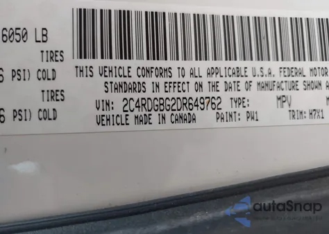 2013 Dodge Grand Caravan Se из США, поврежденный, VIN 2C4RDGBG2DR649762